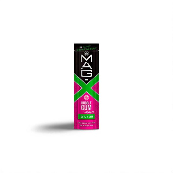 Mag-X Wraps Bubble Gum – 4 Wraps de Cáñamo 100% Natural, Sin Gluten ni Sabores Artificiales