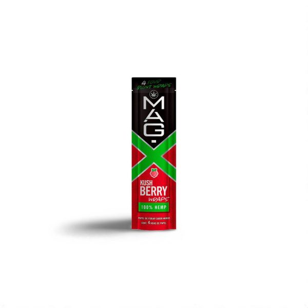 Mag-X Wraps Kush Berry – 4 Wraps de Cáñamo 100% Natural, Sin Gluten ni Sabores Artificiales