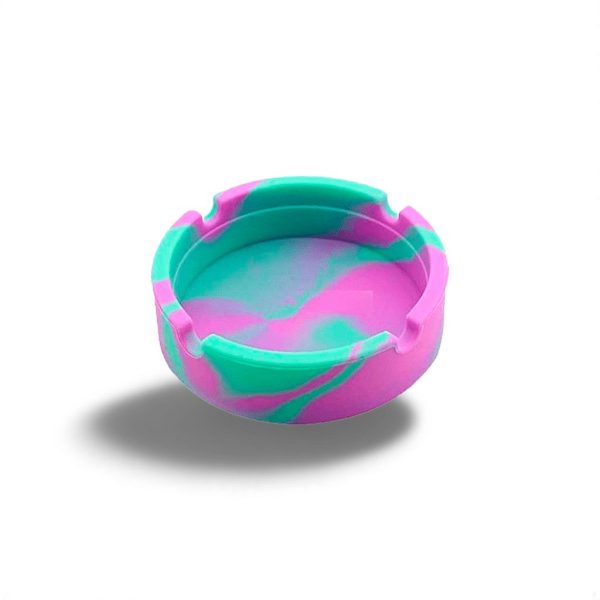 Cenicero de Silicona Morado/Verde – Tamaño Chico, Irrompible y Resistente al Calor