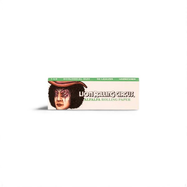 Lion Rolling Circus Papel de Alfalfa 1 1/4 (50 Hojas) – 100% Natural, Sin Adhesivos, Sin Refinedor, Hecho con Energía Renovable