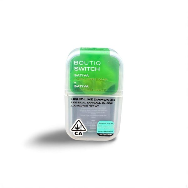 Pods desechables de 2 g con doble cepa Sativa: Hawaiian Snow y Tropical Haze. Producto premium desde Los Ángeles, California.