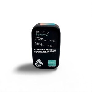 Pods desechables de 2 g con cepas Sativa Starburst Diesel e Indica Grapes Popperz. Calidad premium desde Los Ángeles, California.