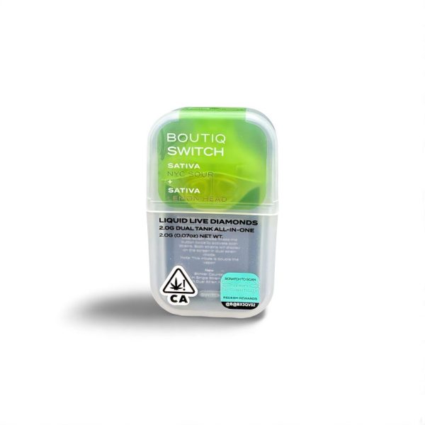 Pods desechables de 2 g con doble cepa Sativa: NYC Sour y Lemon Head. Producto premium desde Los Ángeles, California.